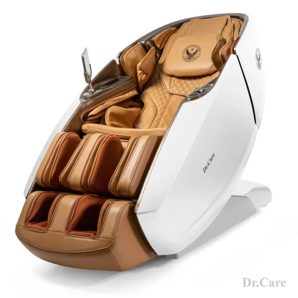 dr-ss 919x white exterior with orange interior full body massage chair