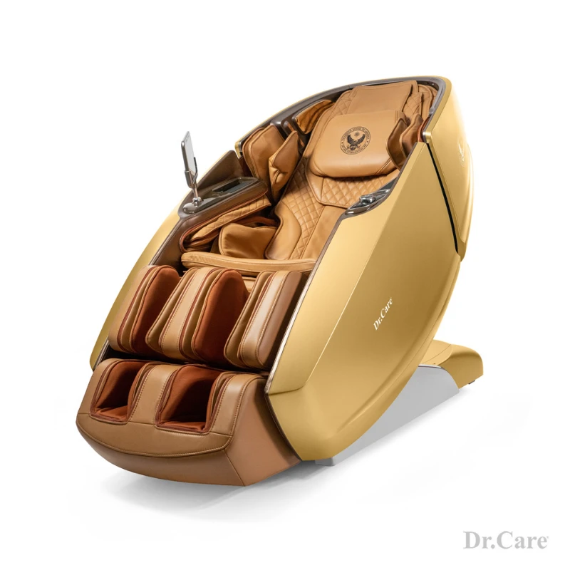 dr-ss 919x massage chair, champagne exterior with orange interior full body massage chair